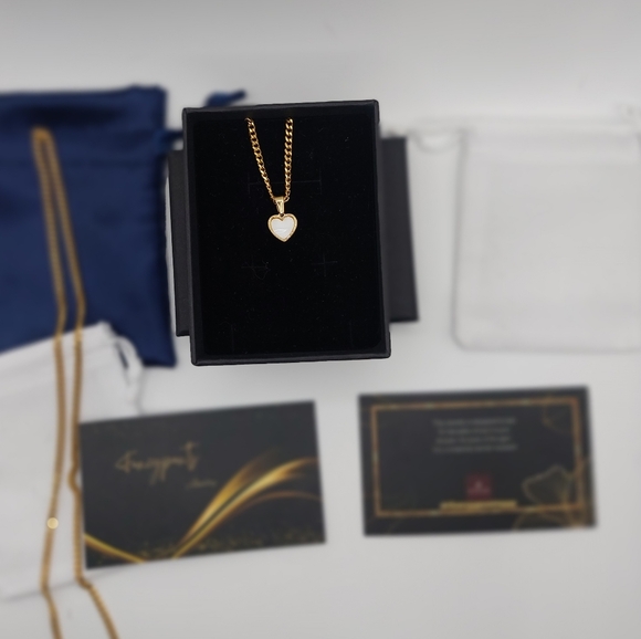 18K Gold Plated Heart Pendant with 18K Gold Miami Cuban Link Chain - Picture 3 of 10